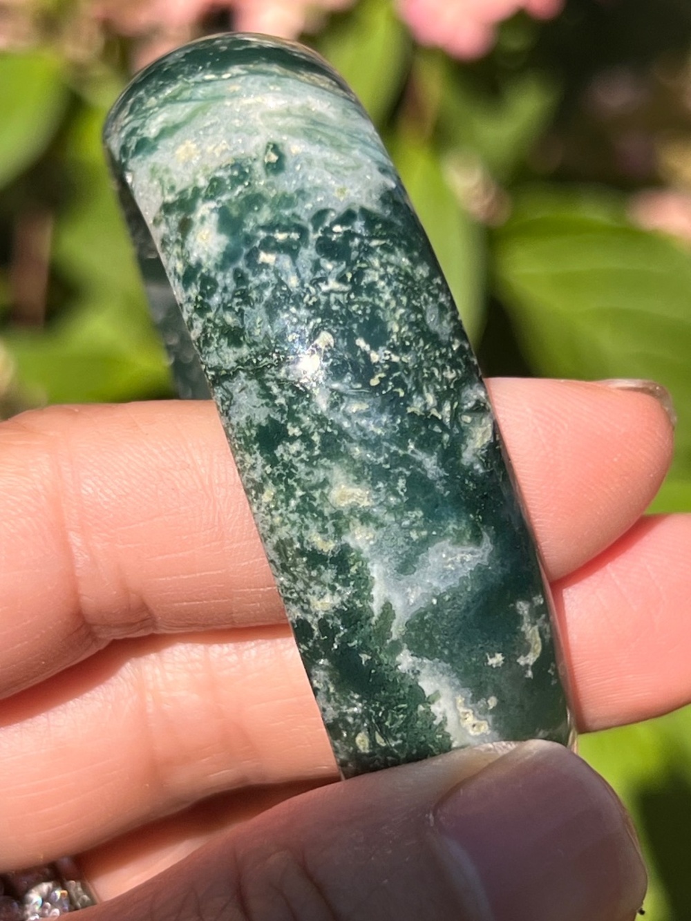 Moss (17) agate bangle | crystal